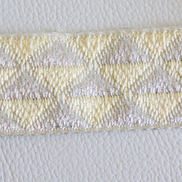 Wholesale Silver And Beige Woven Jacquard Trim, Approx. 32 mm Trim By 9 Yards Costume Trim Sari Border, Indian Craft Ribbon
